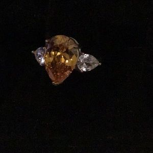Yellow Citrine Teardrop Ring